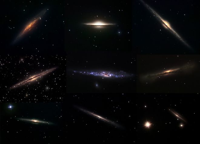 Spiralgalaxien in der Seitenansicht